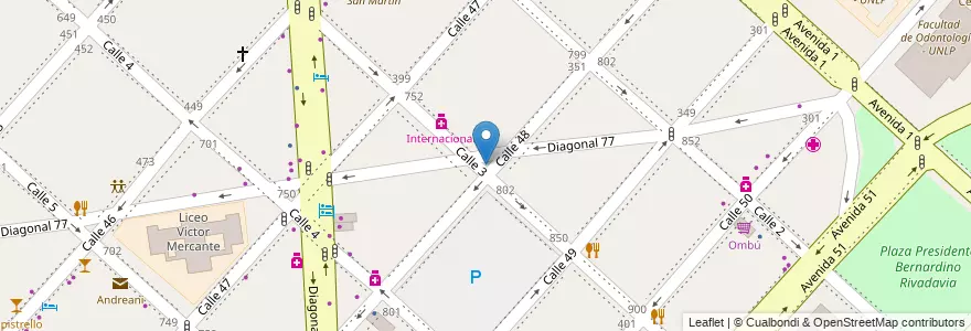 Mapa de ubicacion de Plazoleta Doctor Alfredo Calcagno, Casco Urbano en 阿根廷, 布宜诺斯艾利斯省, Partido De La Plata, La Plata.