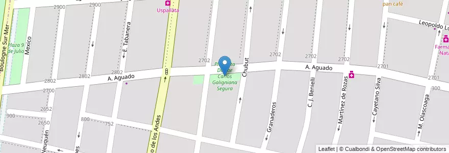 Mapa de ubicacion de Plazoleta Doctor Carlos Galigniana Segura en Arjantin, Şili, Mendoza, Departamento Capital, Ciudad De Mendoza.