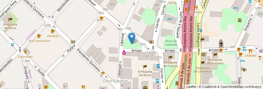Mapa de ubicacion de Plazoleta Doctor Carlos Pellegrini, Retiro en Argentinië, Ciudad Autónoma De Buenos Aires, Comuna 1, Buenos Aires.
