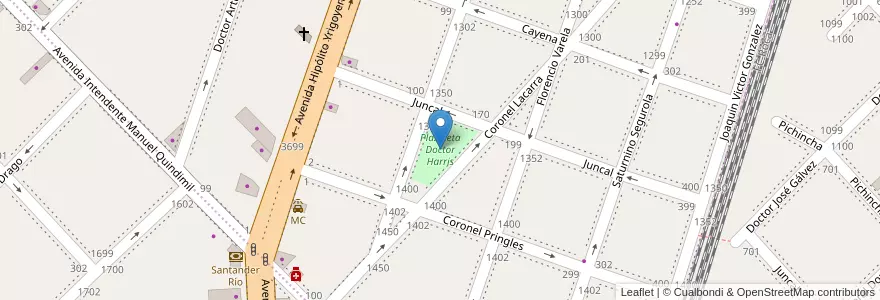 Mapa de ubicacion de Plazoleta Doctor Harris en Argentinië, Buenos Aires, Partido De Lanús, Lanús Oeste.