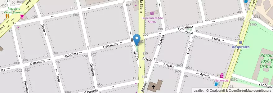 Mapa de ubicacion de Plazoleta Doctor Presbitero Antonio Saenz, Nueva Pompeya en アルゼンチン, Ciudad Autónoma De Buenos Aires, Comuna 4, ブエノスアイレス.