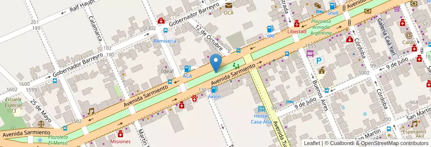 Mapa de ubicacion de Plazoleta Domingo Faustino Sarmiento en アルゼンチン, ミシオネス州, Departamento Oberá.