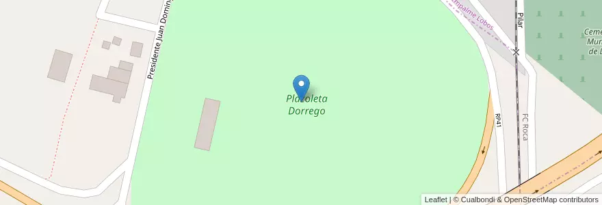 Mapa de ubicacion de Plazoleta Dorrego en アルゼンチン, ブエノスアイレス州, Partido De Lobos, Cuartel Arévalo.