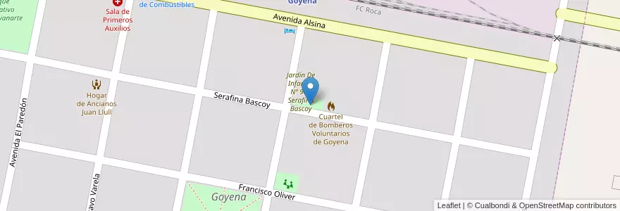 Mapa de ubicacion de Plazoleta Dr. Florentino Suarez en 아르헨티나, 부에노스아이레스주, Partido De Saavedra, Goyena.