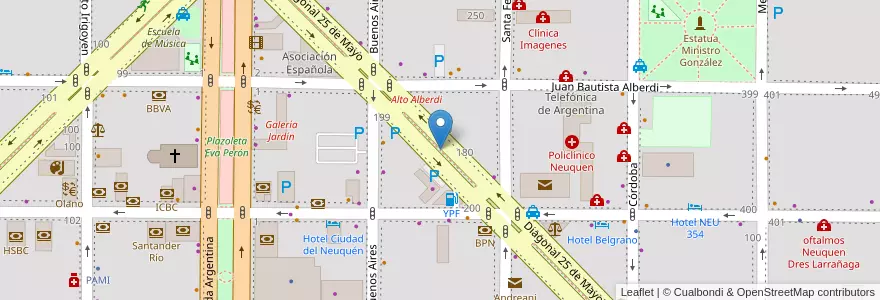 Mapa de ubicacion de Plazoleta Eduardo Camilo Alizeri en 아르헨티나, 칠레, 네우켄주, Departamento Confluencia, Municipio De Neuquén, Neuquén.