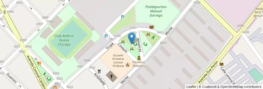 Mapa de ubicacion de Plazoleta Eleodoro Marenco, Mataderos en 阿根廷, Ciudad Autónoma De Buenos Aires, Comuna 9, 布宜诺斯艾利斯.
