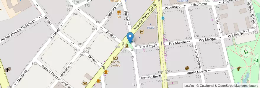 Mapa de ubicacion de Plazoleta Elisa Brown, Barracas en Argentinië, Ciudad Autónoma De Buenos Aires, Comuna 4, Buenos Aires.