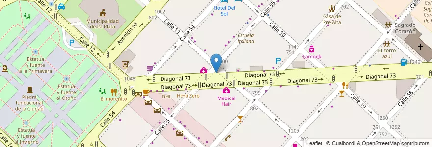 Mapa de ubicacion de Plazoleta Faustino Brughetti, Casco Urbano en アルゼンチン, ブエノスアイレス州, Partido De La Plata, La Plata.