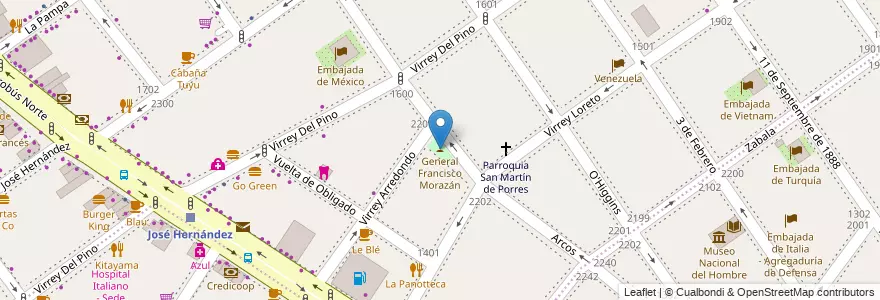 Mapa de ubicacion de Plazoleta General Francisco Morazán, Belgrano en Argentinien, Ciudad Autónoma De Buenos Aires, Buenos Aires, Comuna 13.