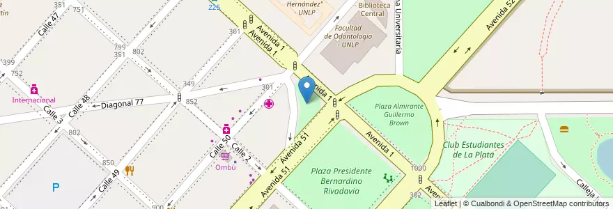 Mapa de ubicacion de Plazoleta Héctor Ripa Alberdi, Casco Urbano en Argentinien, Provinz Buenos Aires, Partido De La Plata, La Plata.