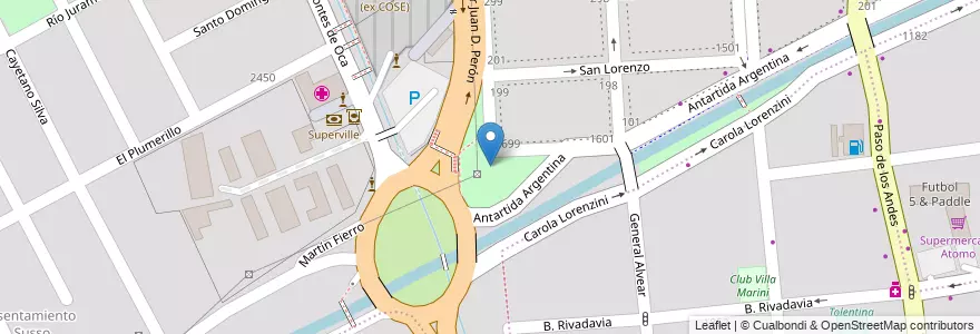 Mapa de ubicacion de Plazoleta Héctor Samuel Pringles en アルゼンチン, チリ, メンドーサ州, Godoy Cruz, Departamento Godoy Cruz, Distrito Ciudad De Godoy Cruz.