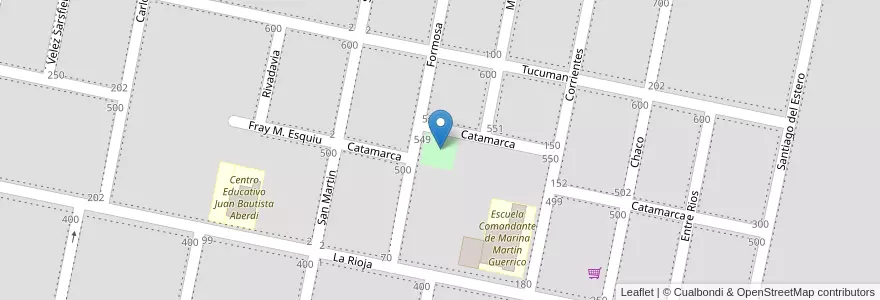 Mapa de ubicacion de Plazoleta "Hércules Baruffaldi" en Arjantin, Córdoba, Departamento Juárez Celman, Pedanía Chucul, Municipio De Ucacha, Ucacha.