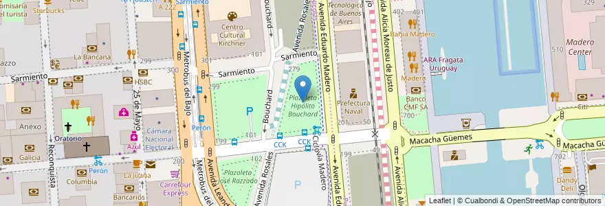 Mapa de ubicacion de Plazoleta Hipólito Bouchard, San Nicolas en Argentina, Ciudad Autónoma De Buenos Aires, Comuna 1, Buenos Aires.