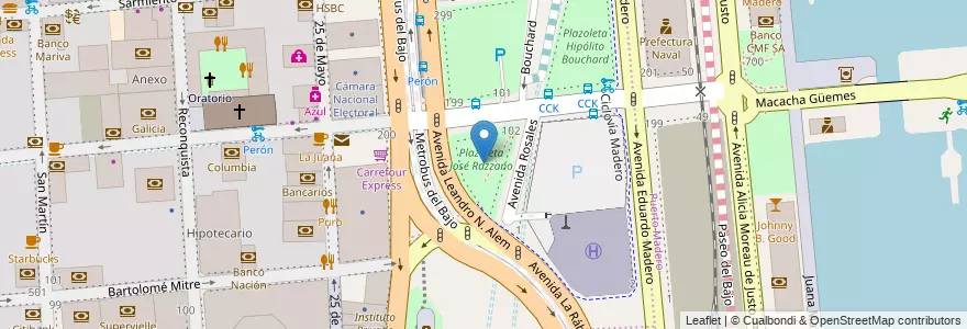 Mapa de ubicacion de Plazoleta José Razzano, San Nicolas en الأرجنتين, Ciudad Autónoma De Buenos Aires, Comuna 1, Buenos Aires.