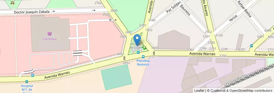 Mapa de ubicacion de Plazoleta Julián Besteiro, La Paternal en الأرجنتين, Ciudad Autónoma De Buenos Aires, Buenos Aires, Comuna 15.