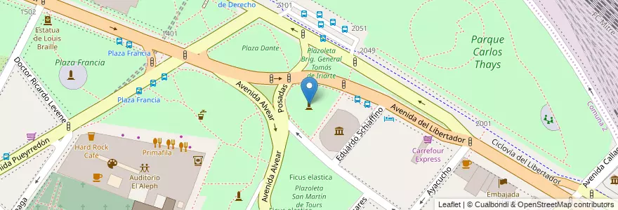 Mapa de ubicacion de Plazoleta Julio de Caro, Recoleta en الأرجنتين, Ciudad Autónoma De Buenos Aires, Comuna 2, Comuna 1, Buenos Aires.