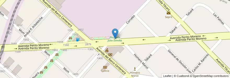 Mapa de ubicacion de Plazoleta Julio Dimilta, Nueva Pompeya en アルゼンチン, Ciudad Autónoma De Buenos Aires, Comuna 4, ブエノスアイレス.
