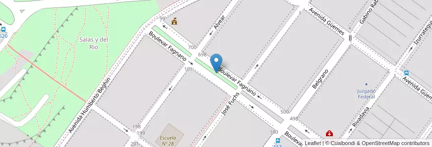 Mapa de ubicacion de Plazoleta Justicia en Argentina, Wilayah Santa Cruz, Chile, Mirador, Mercado De La Ciudad, Deseado, Caleta Olivia.