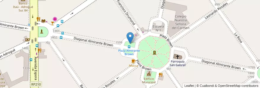 Mapa de ubicacion de Plazoleta La Madre en Arjantin, Buenos Aires, Partido De Almirante Brown, Adrogué.