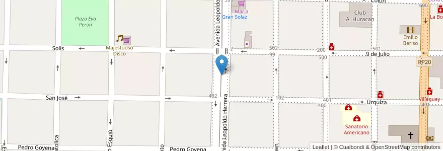 Mapa de ubicacion de Plazoleta L.Herrera en الأرجنتين, إنتري ريوس, Departamento Villaguay, Distrito Lucas Al Sud, Villaguay.