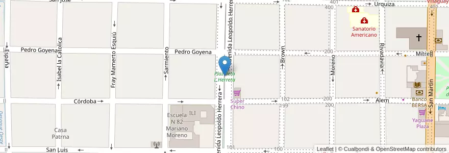 Mapa de ubicacion de Plazoleta L.Herrera en 阿根廷, 恩特雷里奥斯省, Departamento Villaguay, Distrito Lucas Al Sud, Villaguay.