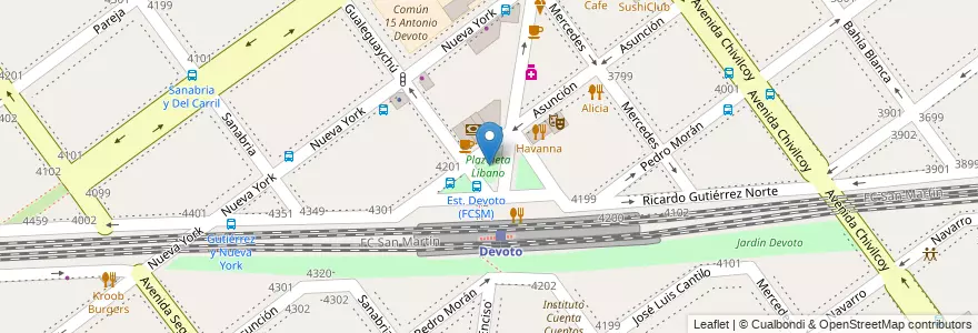 Mapa de ubicacion de Plazoleta Líbano, Villa Devoto en アルゼンチン, Ciudad Autónoma De Buenos Aires, ブエノスアイレス, Comuna 11.