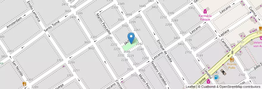 Mapa de ubicacion de Plazoleta Lindor B. Sotomayor, Villa del Parque en آرژانتین, Ciudad Autónoma De Buenos Aires, Buenos Aires, Comuna 11.