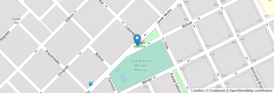 Mapa de ubicacion de Plazoleta Manuale en Arjantin, Buenos Aires, Partido De Junín, Junín.