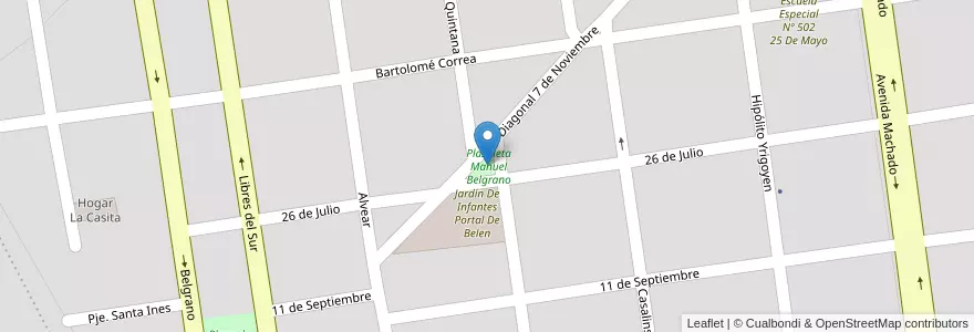 Mapa de ubicacion de Plazoleta Manuel Belgrano en Argentina, Buenos Aires, Partido De Chascomús, Chascomús.