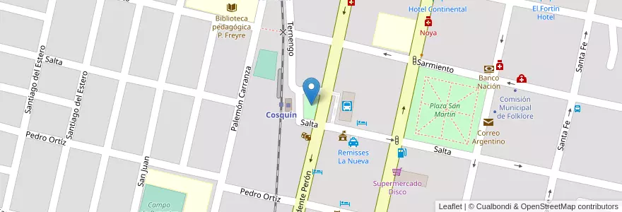 Mapa de ubicacion de Plazoleta Marcuzzi en Argentinië, Córdoba, Departamento Punilla, Pedanía Rosario, Municipio De Cosquín, Cosquín.