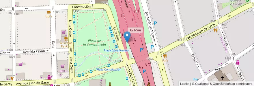 Mapa de ubicacion de Plazoleta Maria Antonia de Paz y Figueroa, Constitucion en آرژانتین, Ciudad Autónoma De Buenos Aires, Comuna 1, Buenos Aires.
