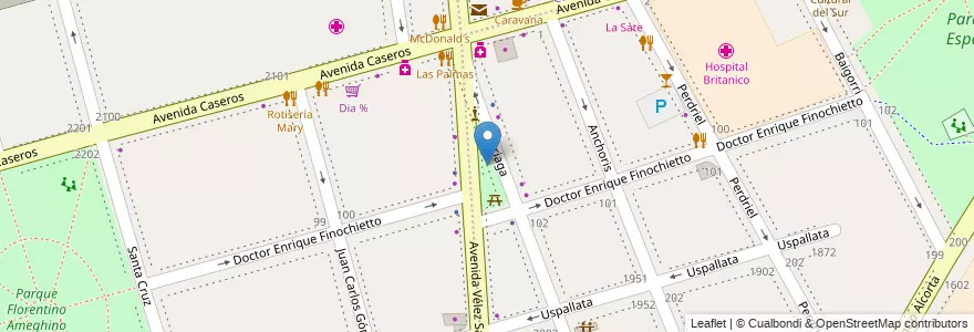 Mapa de ubicacion de Plazoleta Mariscal Toribio de Luzuriaga, Barracas en Argentinië, Ciudad Autónoma De Buenos Aires, Comuna 4, Buenos Aires.