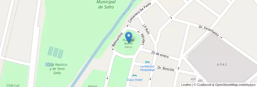 Mapa de ubicacion de Plazoleta Martin Fierro en Argentinië, Buenos Aires, Partido De Salto.