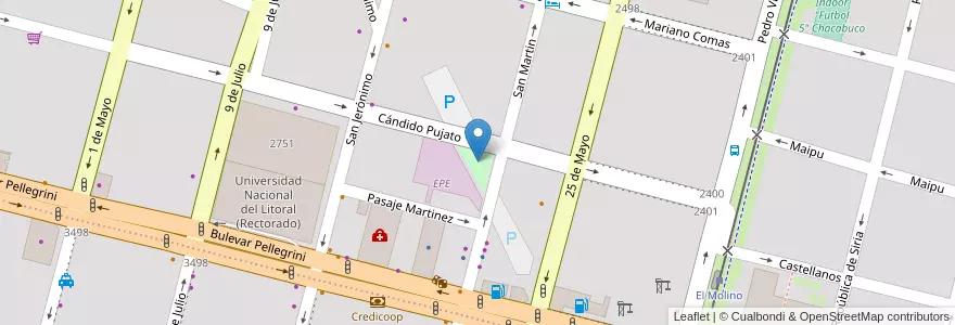 Mapa de ubicacion de Plazoleta Martin Fierro en الأرجنتين, سانتا في, إدارة العاصمة, سانتا في العاصمة, سانتا في.