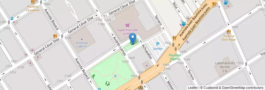 Mapa de ubicacion de Plazoleta Mercedes San Martín de Balcarce, Villa General Mitre en الأرجنتين, Ciudad Autónoma De Buenos Aires, Buenos Aires, Comuna 11.