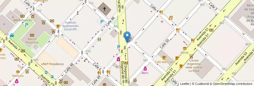 Mapa de ubicacion de Plazoleta Monseñor Miguel de Andrea, Casco Urbano en Argentina, Provincia Di Buenos Aires, Partido De La Plata, La Plata.