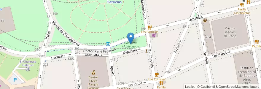 Mapa de ubicacion de Plazoleta Monteagudo, Parque Patricios en アルゼンチン, Ciudad Autónoma De Buenos Aires, Comuna 4, ブエノスアイレス.