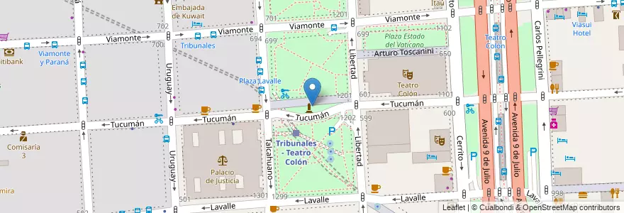 Mapa de ubicacion de Plazoleta Monumento al General Lavalle, San Nicolas en Аргентина, Буэнос-Айрес, Comuna 1, Буэнос-Айрес.