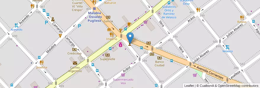 Mapa de ubicacion de Plazoleta Osvaldo Pugliese, Villa Crespo en アルゼンチン, Ciudad Autónoma De Buenos Aires, ブエノスアイレス.