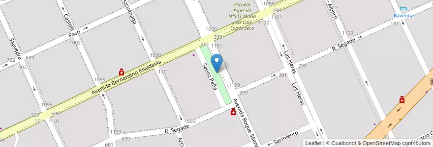 Mapa de ubicacion de Plazoleta "Pancho" Alcuaz en Arjantin, Buenos Aires, Brandsen.