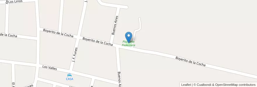 Mapa de ubicacion de Plazoleta Pedernera en 阿根廷, Córdoba, Departamento San Alberto, Pedanía Tránsito, Mina Clavero, Municipio De Mina Clavero.