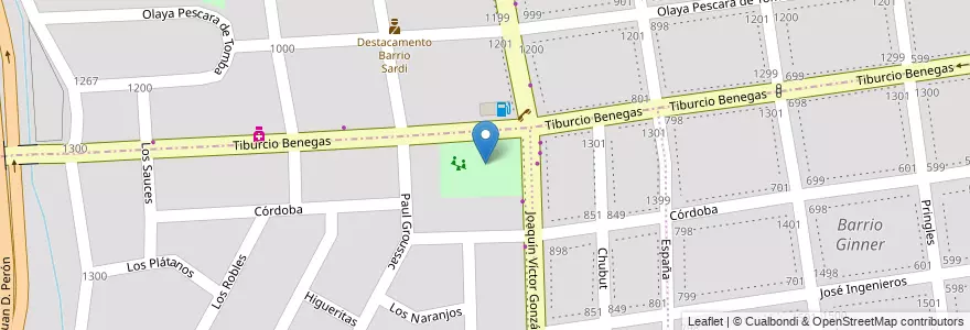 Mapa de ubicacion de Plazoleta Peña y Lillo en アルゼンチン, チリ, メンドーサ州, Godoy Cruz, Departamento Godoy Cruz, Distrito Gobernador Benegas.