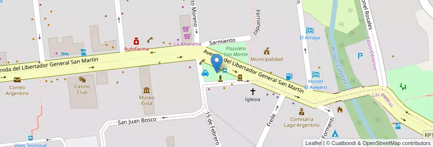 Mapa de ubicacion de Plazoleta Perito Moreno en アルゼンチン, マガジャネス・イ・デ・ラ・アンタルティカ・チレーナ州, チリ, サンタクルス州, El Calafate, Lago Argentino.