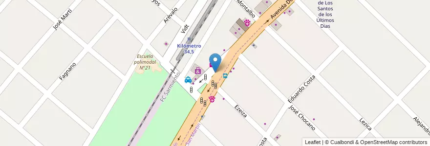 Mapa de ubicacion de Plazoleta Podestá Hollywood Norte en Arjantin, Buenos Aires, Partido De Merlo, Merlo.