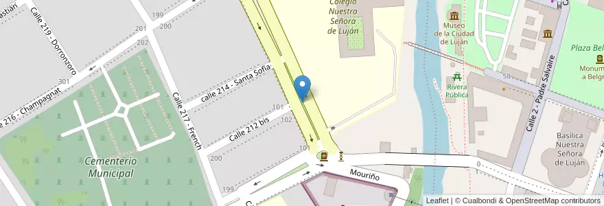 Mapa de ubicacion de Plazoleta Profesor José María Sosa en アルゼンチン, ブエノスアイレス州, Partido De Luján.