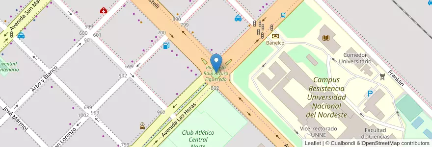 Mapa de ubicacion de Plazoleta Raúl Arturo Figueredo en Аргентина, Чако, Departamento San Fernando, Ресистенсия, Resistencia.