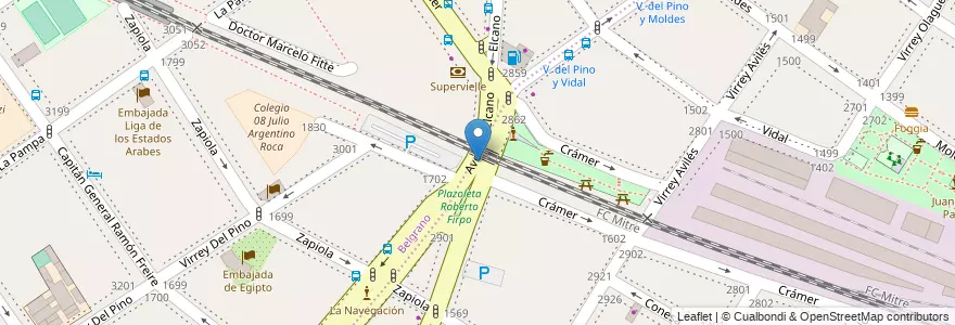 Mapa de ubicacion de Plazoleta Roberto Firpo, Colegiales en 아르헨티나, Ciudad Autónoma De Buenos Aires, 부에노스아이레스, Comuna 13.
