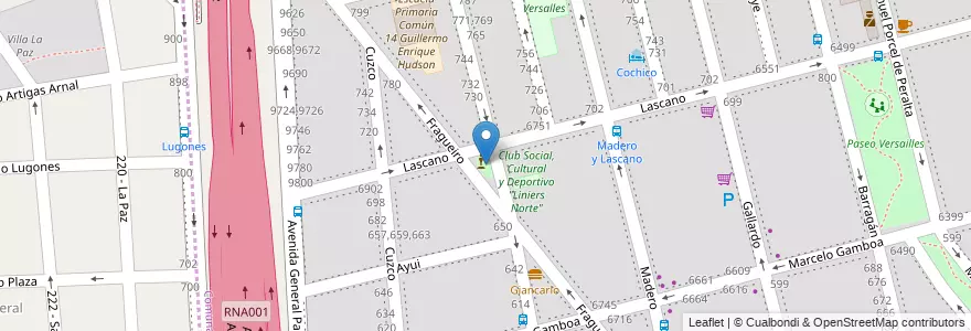 Mapa de ubicacion de Plazoleta Rodolfo Erausquin, Versalles en آرژانتین, Ciudad Autónoma De Buenos Aires, Buenos Aires, Comuna 10, Partido De Tres De Febrero.