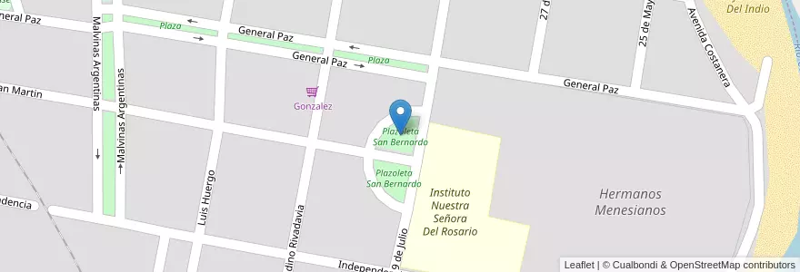 Mapa de ubicacion de Plazoleta San Bernardo en 아르헨티나, Córdoba, Departamento Punilla, Pedanía Rosario, Municipio De Bialet Massé.