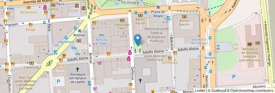 Mapa de ubicacion de Plazoleta San Francisco, Montserrat en Arjantin, Ciudad Autónoma De Buenos Aires, Comuna 1, Buenos Aires.